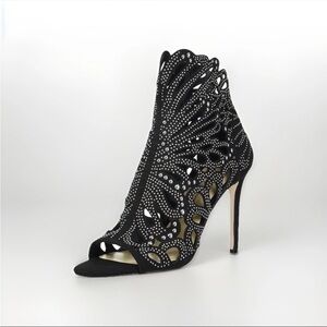 Jessica Simpson Black Jayley‎ Studded Cut Out Stiletto Ankle Bootie Heels  8.5 M